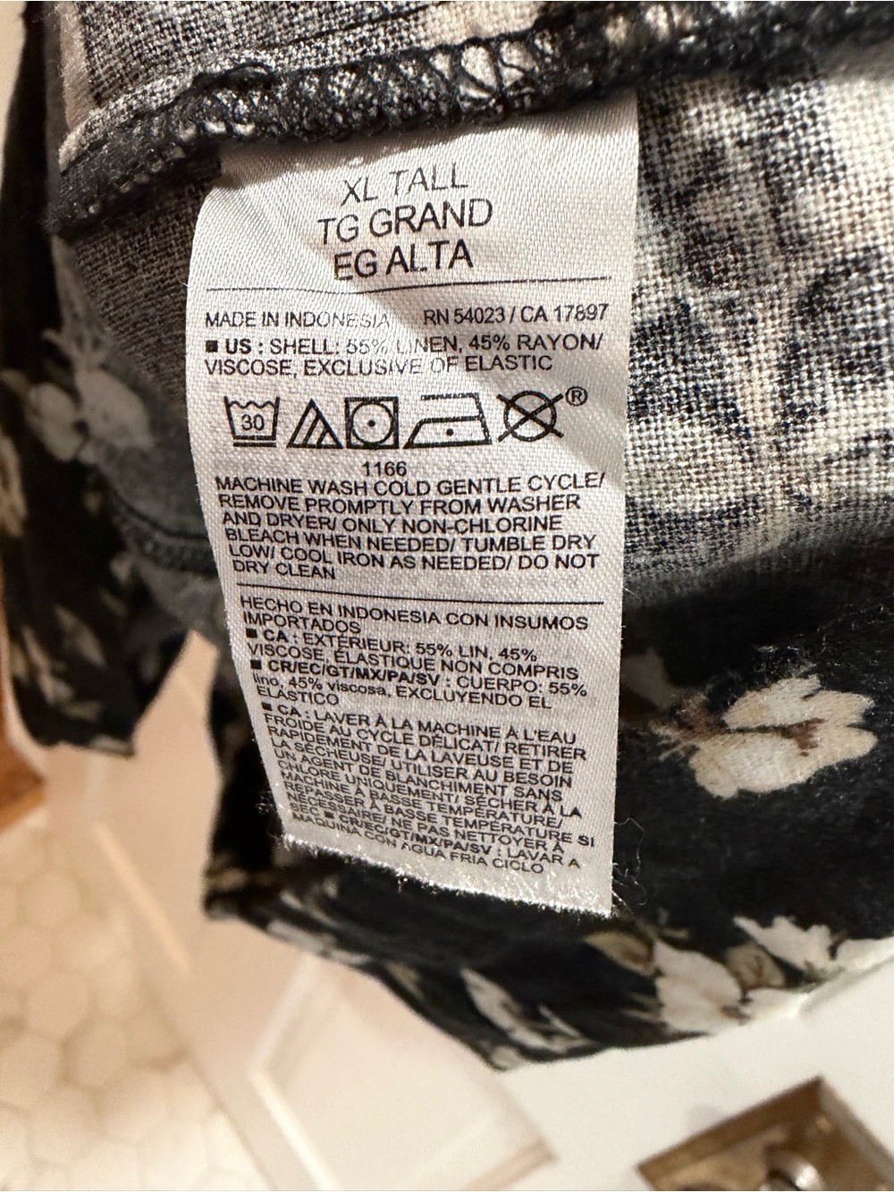 Old Navy Black Dress w/ White Floral Print. Linen blend, XL Tall womens new tags - Picture 6 of 14